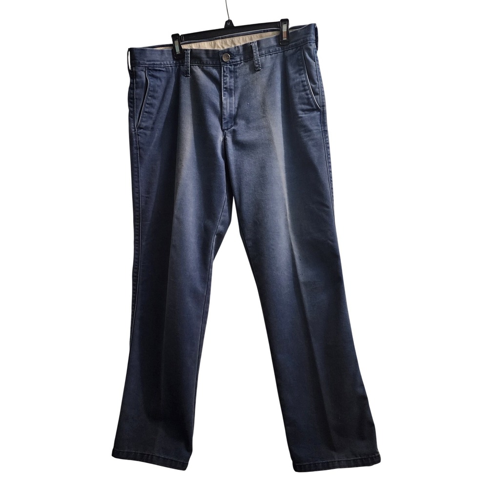 Lee Klein Mens Blue Chino‎ Pants Faded Straight Leg Casual Trousers Workwear
